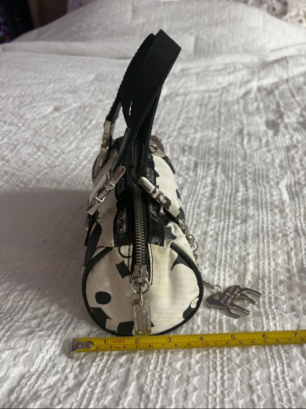 LeSportSac L.AM.B. Gwen Stefani Black and White Graphic Mini Barrel Bag - Picture 3 of 6